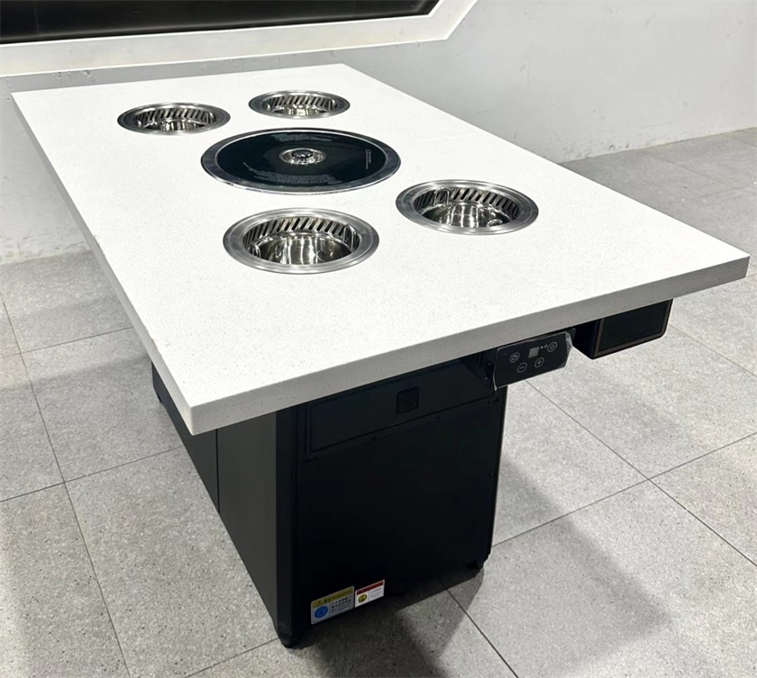 自助火锅烤肉餐厅一人一锅无烟净化火锅烤肉一体桌