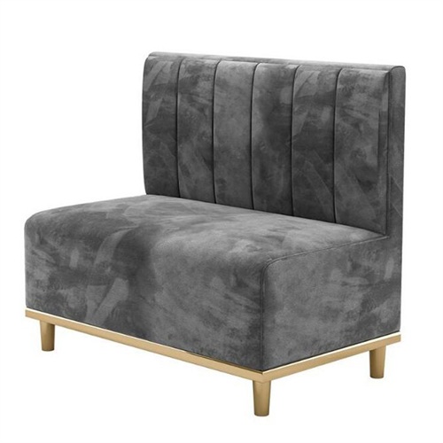 现代咖啡厅轻奢不锈钢真皮软包卡座沙发