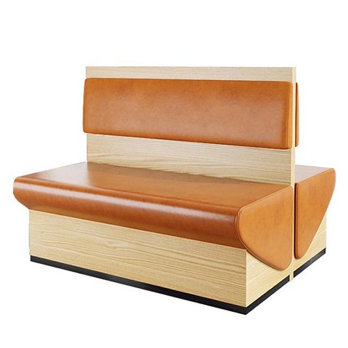 火锅店中式真皮实木架双排卡座