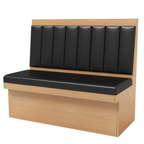 咖啡店美式皮革原木色实木卡座沙发