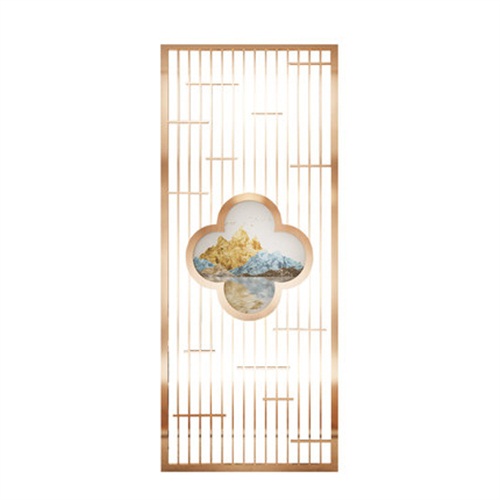 新中式玫瑰金不锈钢屏风轻奢_不锈钢隔断加工