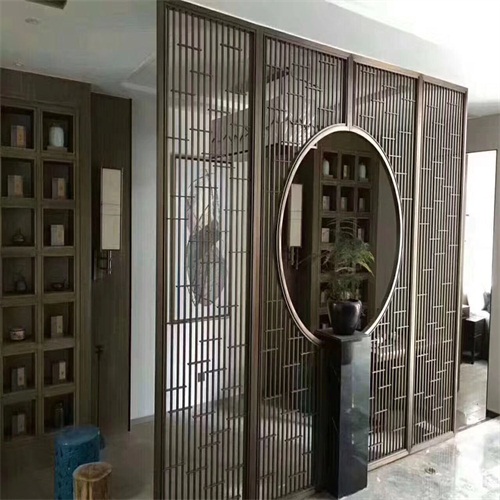 会所KTV玫瑰金不锈钢方管焊接屏风_不锈钢屏风加工厂家