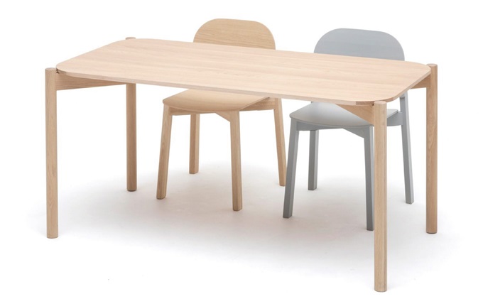 企业员工食堂4人位简约实木餐桌椅