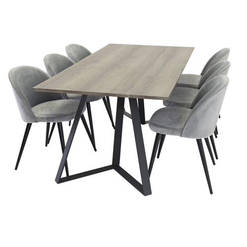 食堂用的6人位桌椅选择北欧自然风的铁艺实木桌椅家具好看吗？