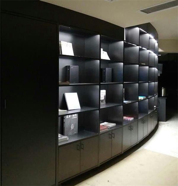 黑色不锈钢书柜_图书馆黑钛拉丝不锈钢书架