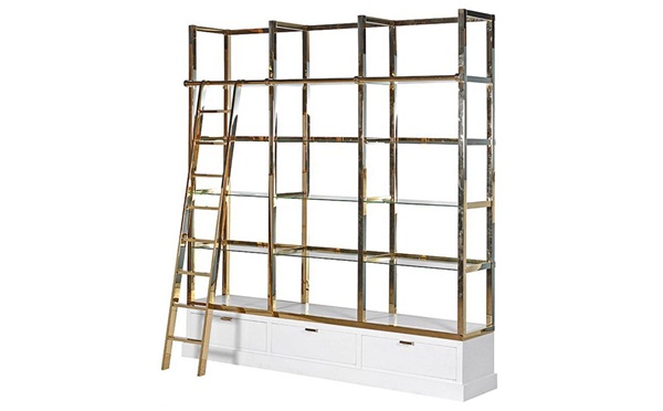 轻奢钛金多层不锈钢书柜书架_不锈钢书架制品定制