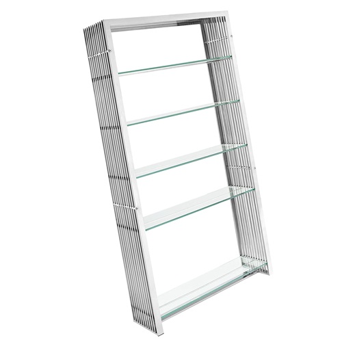 不锈钢钢玻璃多层书柜书柜书架_高端不锈钢书架