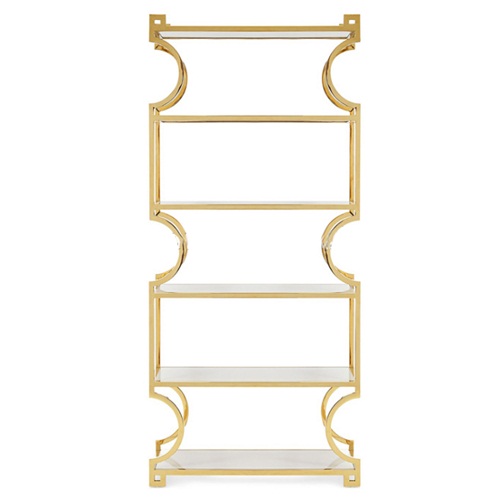 玫瑰金钢条轻奢不锈钢书架_不锈钢书架厂家设计