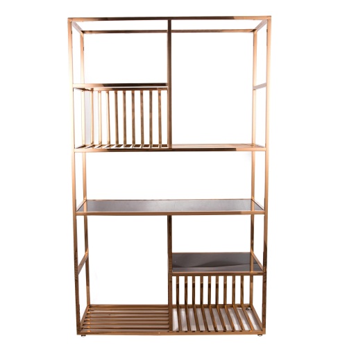 现代金属玫瑰金不锈钢书架_不锈钢书架生产厂家