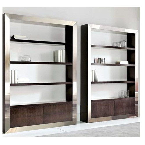 后现代简约创意不锈钢书柜多层_不锈钢书柜工厂生产