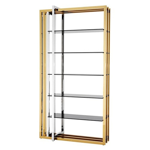 办公室轻奢不锈钢落地金属书架_不锈钢书柜加工厂