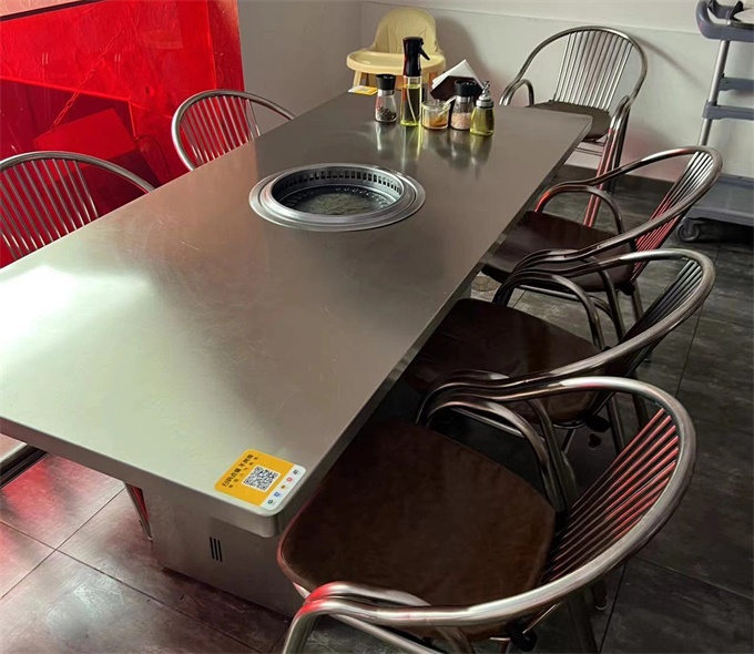 6人位韩式自助无烟烧烤桌不锈钢炭火烤肉桌子