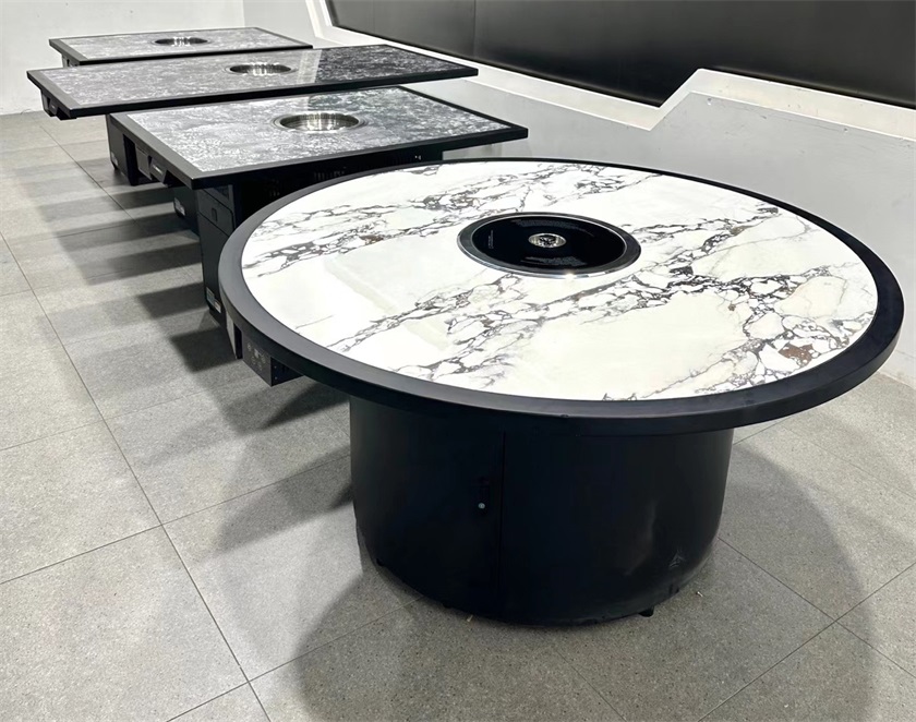 日式烤肉店圆形无烟自净化电烤烤肉桌