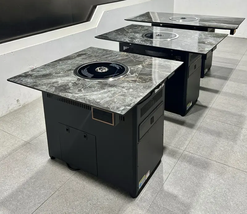 韩式自助烤肉店下排烟岩板台面无烟烤肉桌