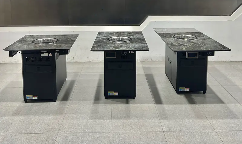 韩式自助烤肉店下排烟岩板台面无烟烤肉桌