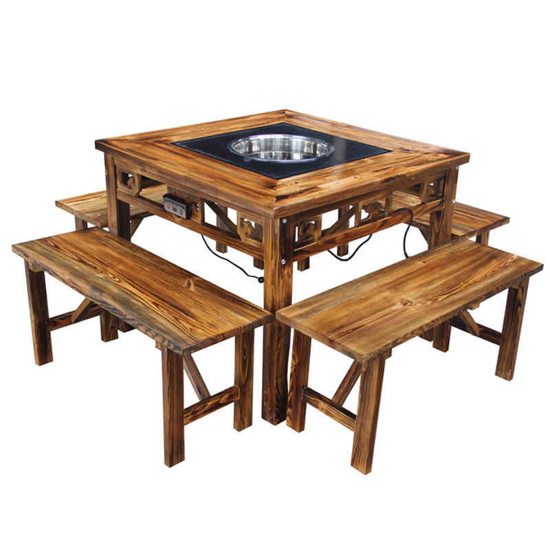 正方形实木火锅桌椅