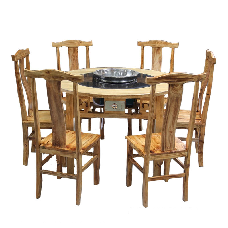 实木火锅桌椅圆形款式