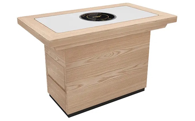 火锅店实木镶嵌大理石台面火锅桌