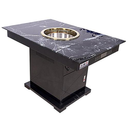 4人时尚无烟火锅餐桌_不锈钢下排风无烟电磁火锅桌