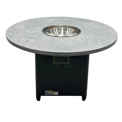 火锅店包厢圆形大理石无烟自净化火锅桌