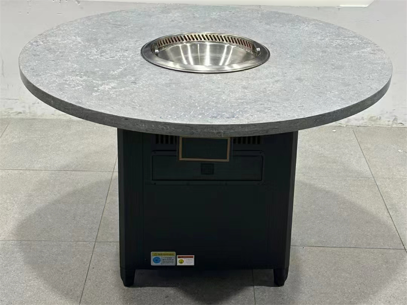 火锅店包厢圆形大理石无烟自净化火锅桌