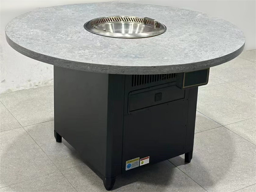 火锅店包厢圆形大理石无烟自净化火锅桌