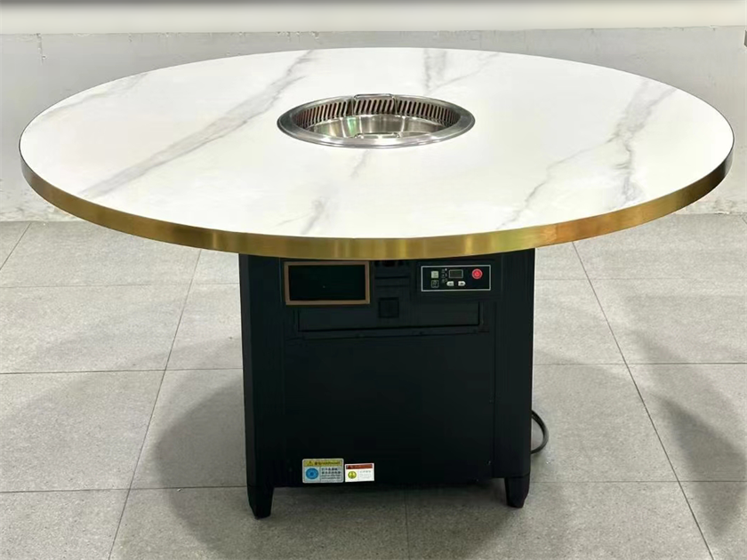 时尚轻奢大理石台面智能无烟净化火锅桌