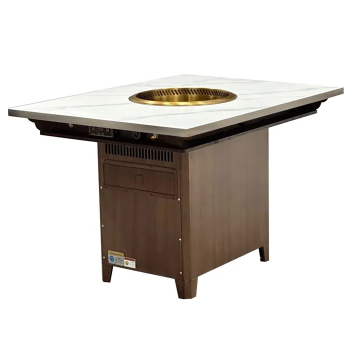 火锅店岩板桌面自净化无烟火锅桌