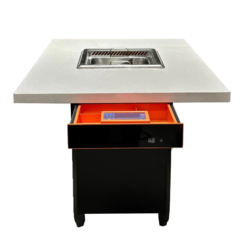 火锅店大理石台面智能无烟自净化火锅桌 