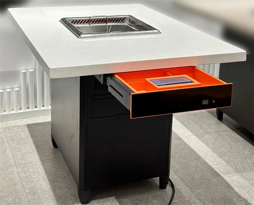 火锅店大理石台面智能无烟自净化火锅桌 