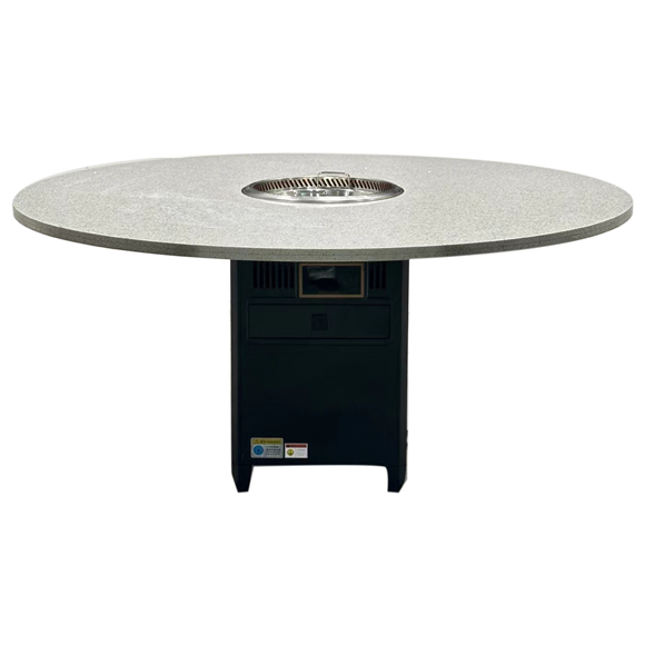 火锅店大理石电磁炉下沉式圆形无烟火锅桌