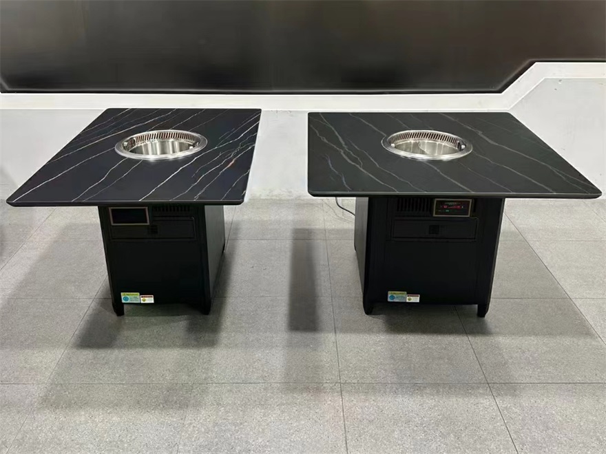 火锅店方形智能无烟净化岩板火锅桌