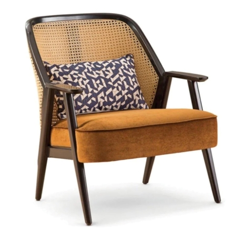 西餐厅编藤实木休闲扶手椅