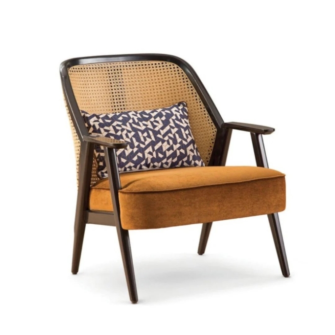 西餐厅编藤实木休闲扶手椅