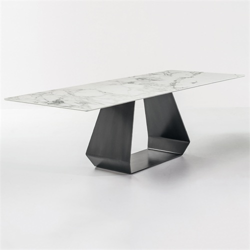西餐厅现代时尚岩石板长方形餐桌子