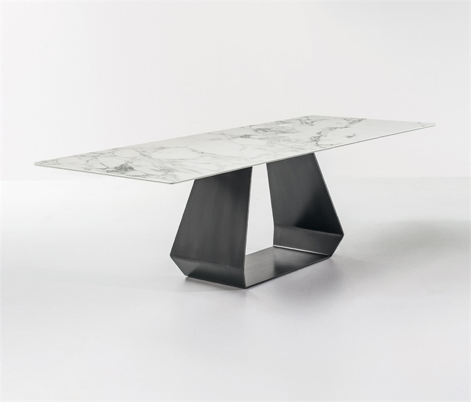 西餐厅现代时尚岩石板长方形餐桌子