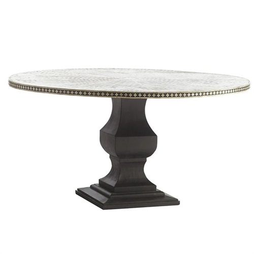 黑珍珠西式餐厅时尚实木圆形餐桌