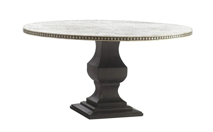 黑珍珠西式餐厅时尚实木圆形餐桌