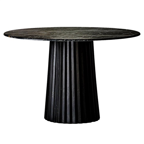 西餐厅实木桌脚天然大理石台面圆形高档餐桌