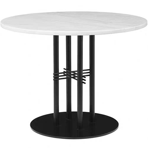 休闲西餐厅时尚铁艺大理石圆桌子