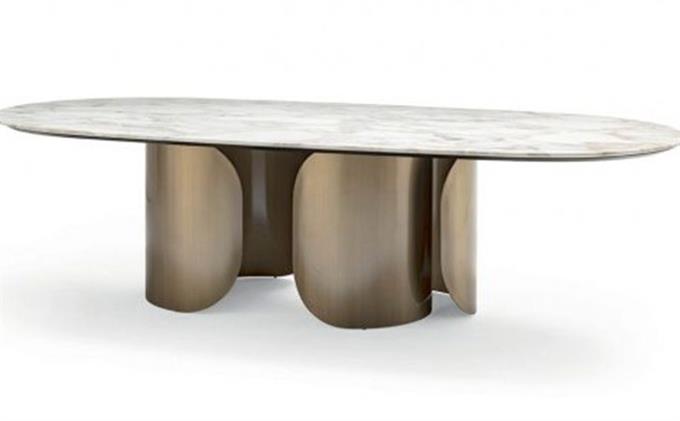 北欧简约不锈钢椭圆形西餐厅餐桌