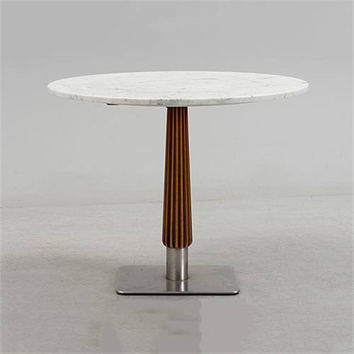 西餐厅简约清新不锈钢大理石餐桌