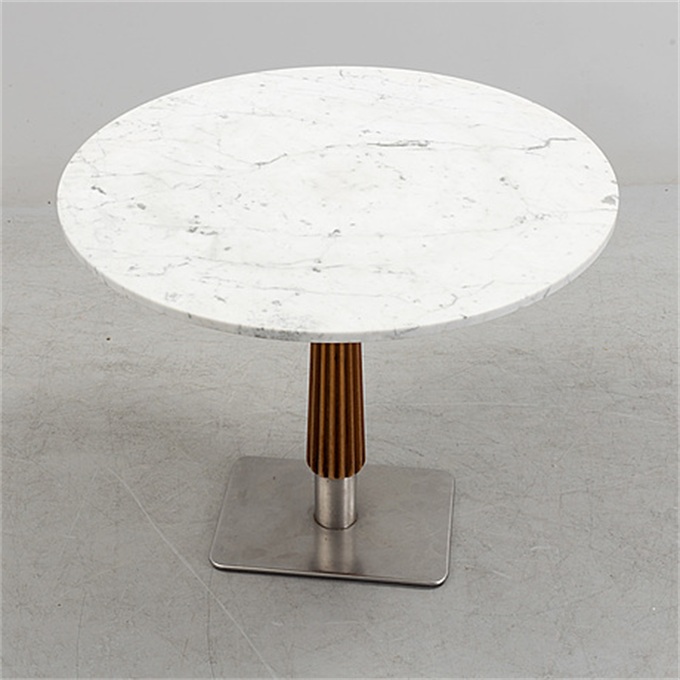 西餐厅简约清新不锈钢大理石餐桌