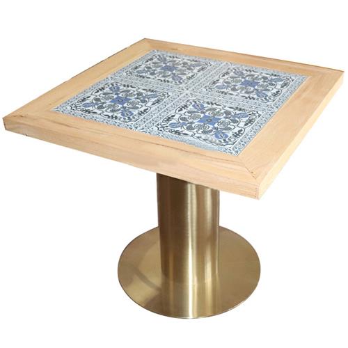 黄铜色不锈钢圆形底座_东南亚风餐桌_西餐厅方形餐桌