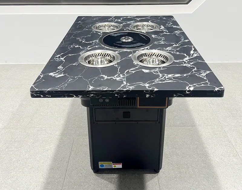 韩式自助烤肉店4人位一人一锅大理石无烟烤涮一体桌