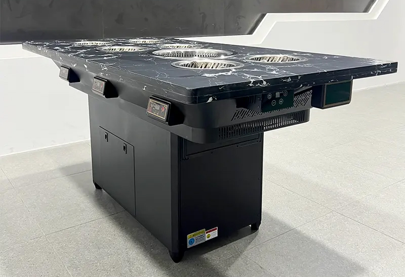 韩式自助烤肉店6人位一人一锅大理石无烟烤涮一体桌