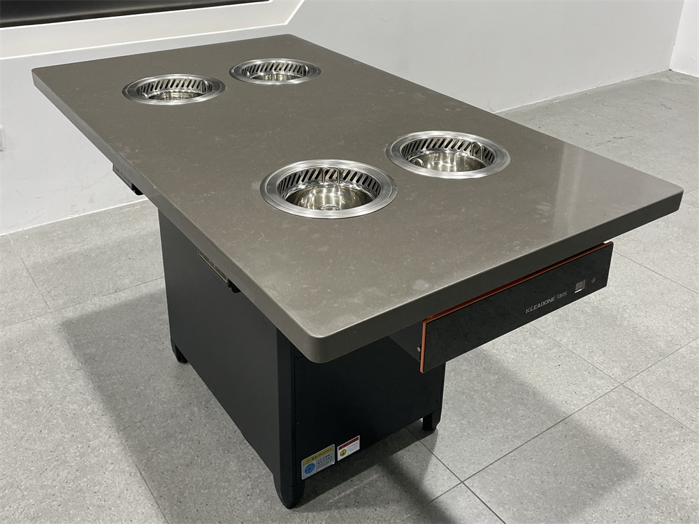 四人位一人一锅无烟自净化火锅桌｜商用智能小火锅餐桌设备