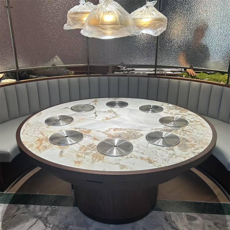 自助火锅店圆形一人一锅无烟净化小火锅桌