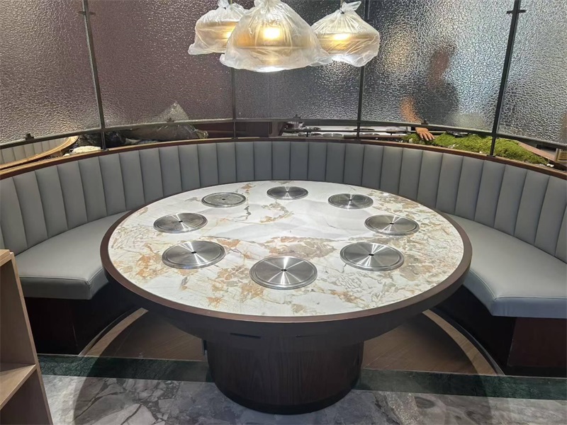 自助火锅店8人位圆形一人一锅无烟净化小火锅桌