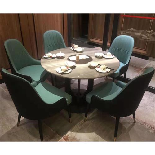 酒楼会所包房高档大理石圆形餐桌椅